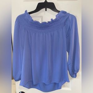 Ann Taylor Blue Off Shoulder Top